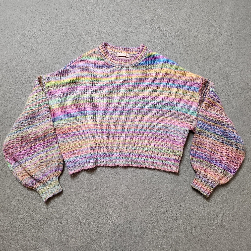 URBAN OUTFITTERS Agatha balloon sleeve rainbow sweater - Picture 1 of 15